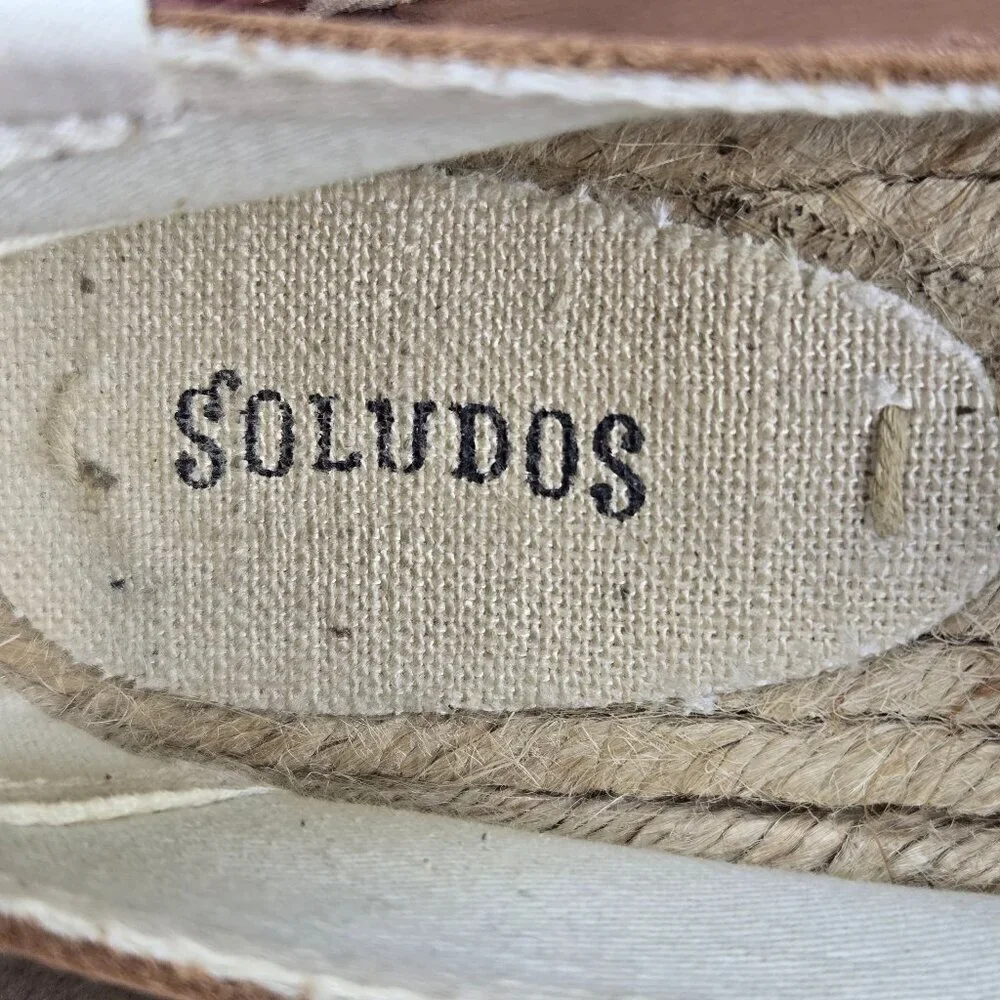 Soludos Size 8.5M Caramel Colored Slip On Loafer Espadrilles Leather Upper